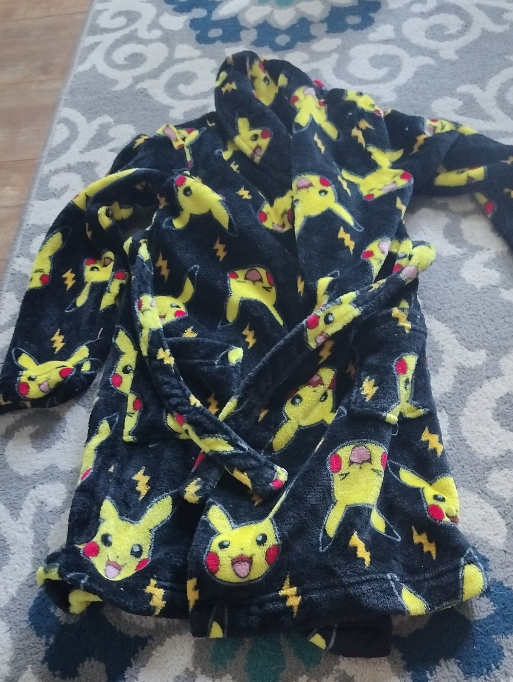 Pokemon Kids Black and Yellow Pikachu Fleece Robe